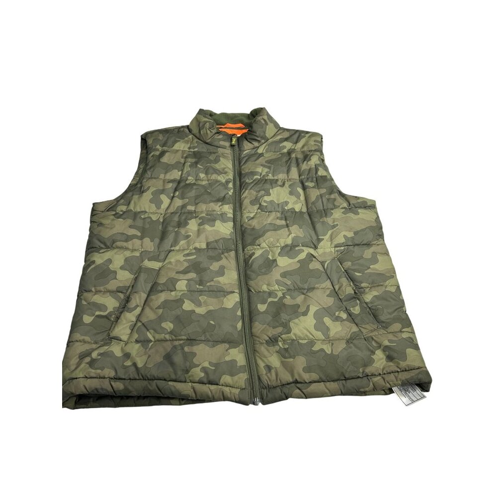 Camo Puffer Vest Mens Size L Green Sleeveless